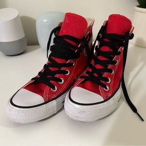 Converse All Star Chuck Taylor Red Canvas High Tops Mens 5 Womens 7